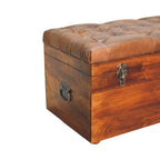 18" Brown Solid Wood Storage Bench