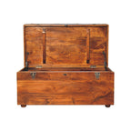 18" Brown Solid Wood Storage Bench