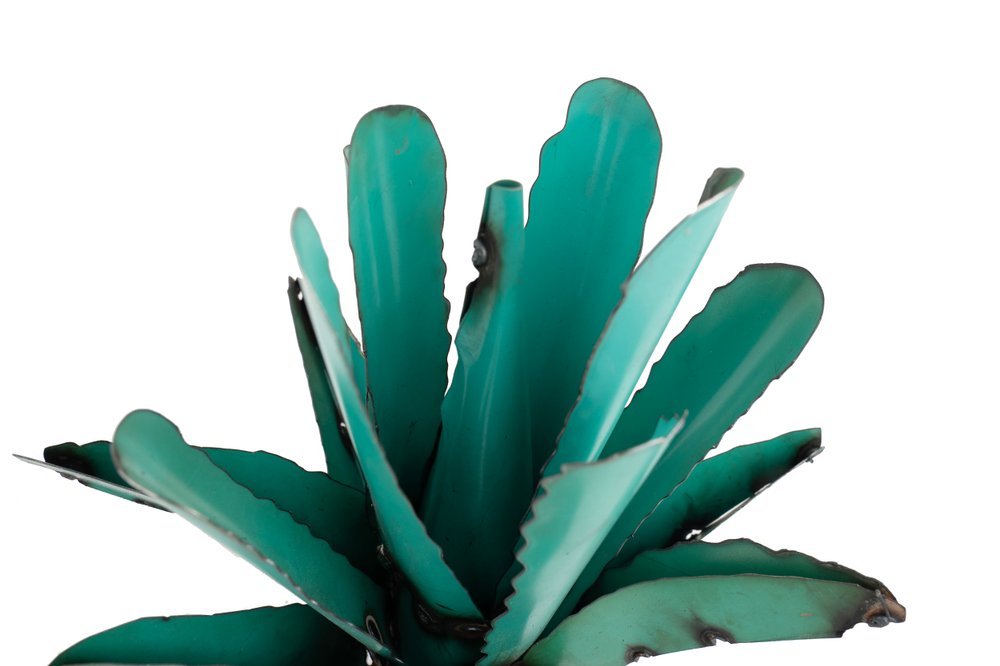 11" Turquoise Metal Succulent Garden Art