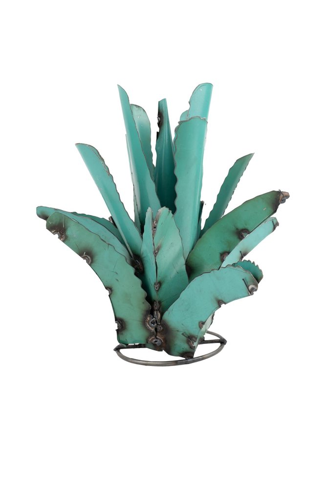 11" Turquoise Metal Succulent Garden Hanging Wall or Door Decor