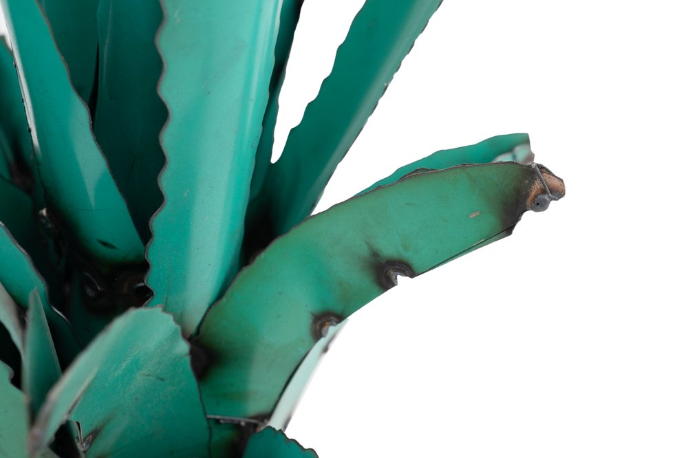 11" Turquoise Metal Succulent Garden Art