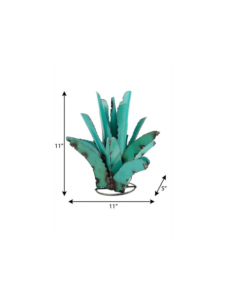 11" Turquoise Metal Succulent Garden Hanging Wall or Door Decor