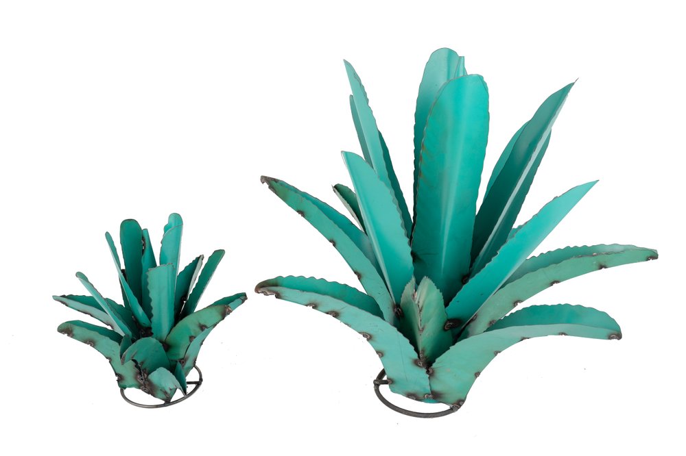 20" Turquoise Metal Succulent Garden Art