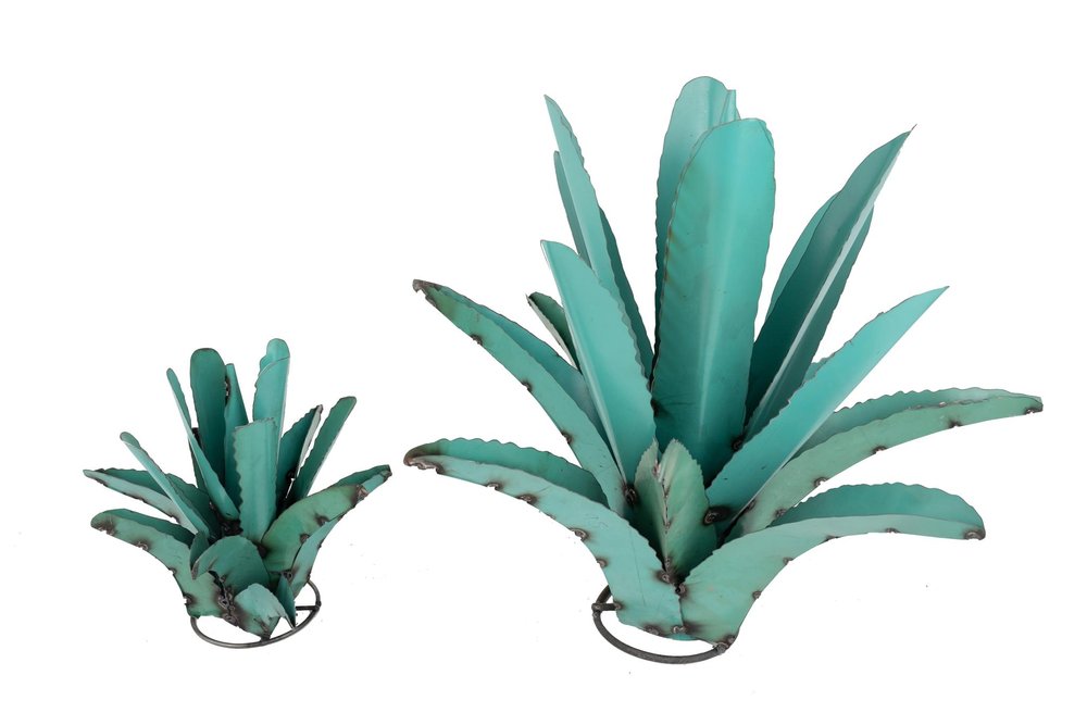 20" Turquoise Metal Succulent Garden Hanging Wall or Door Decor
