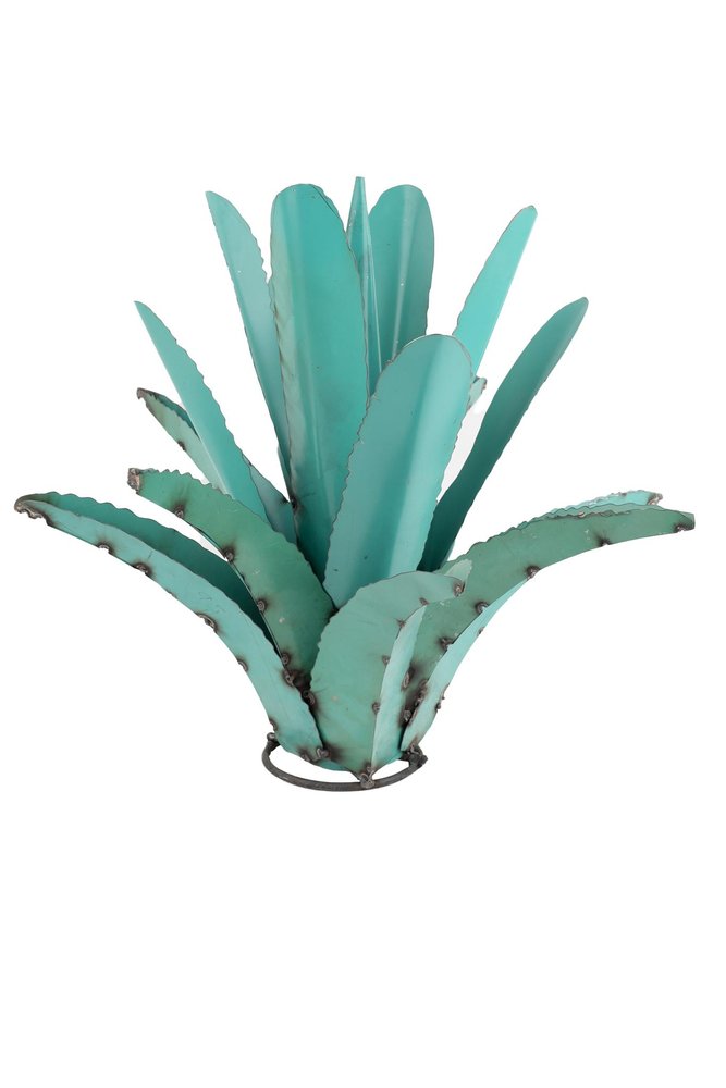 20" Turquoise Metal Succulent Garden Hanging Wall or Door Decor