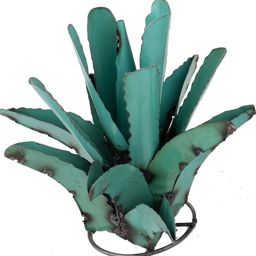 20" Turquoise Metal Succulent Garden Hanging Wall or Door Decor