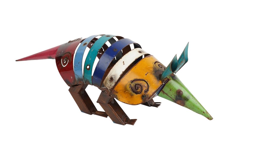 18" Rainbow Metal Armadillo Garden Hanging Wall or Door Decor
