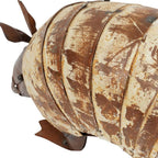 16" White And Brown Metal Armadillo Garden Art
