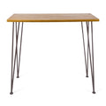 47" Walnut and Brown Wood and Iron Outdoor Bar Table