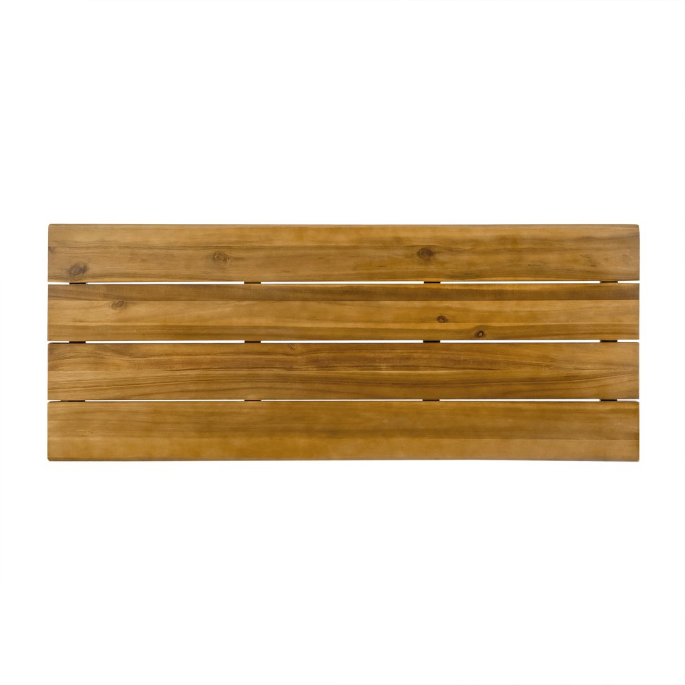 47" Walnut and Brown Wood and Iron Outdoor Bar Table