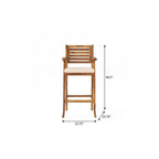 30" Natural Solid Wood Outdoor Bar Height Chair