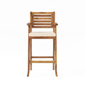 30" Natural Solid Wood Outdoor Bar Height Chair