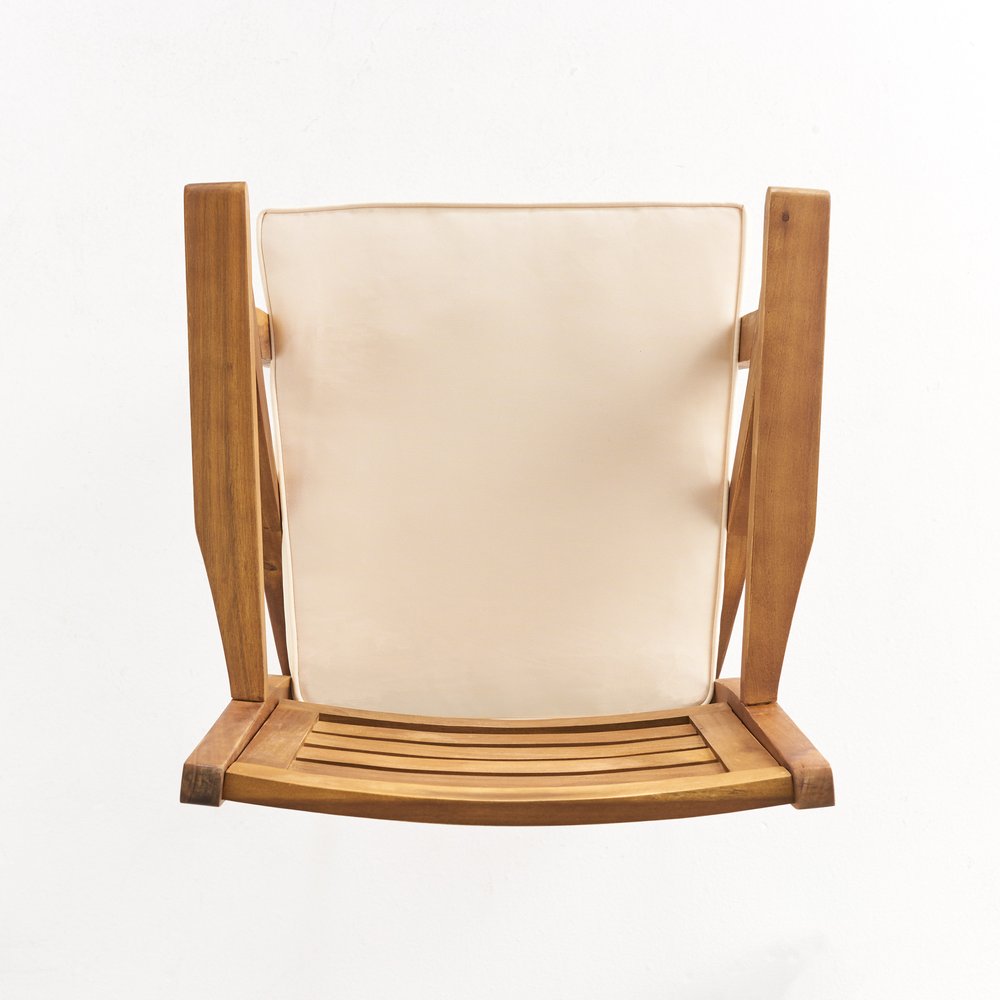 30" Natural Solid Wood Outdoor Bar Height Chair
