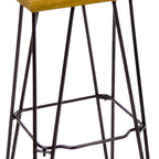 Set of Two 30" Brown and Natural Solid Wood Low Back Outdoor Bar Height Chairs