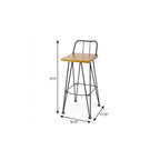 Set of Two 30" Brown and Natural Solid Wood Low Back Outdoor Bar Height Chairs