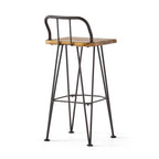 Set of Two 30" Brown and Natural Solid Wood Low Back Outdoor Bar Height Chairs