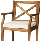Set of Two 30" Brown Solid Wood Outdoor Bar Height Chairs