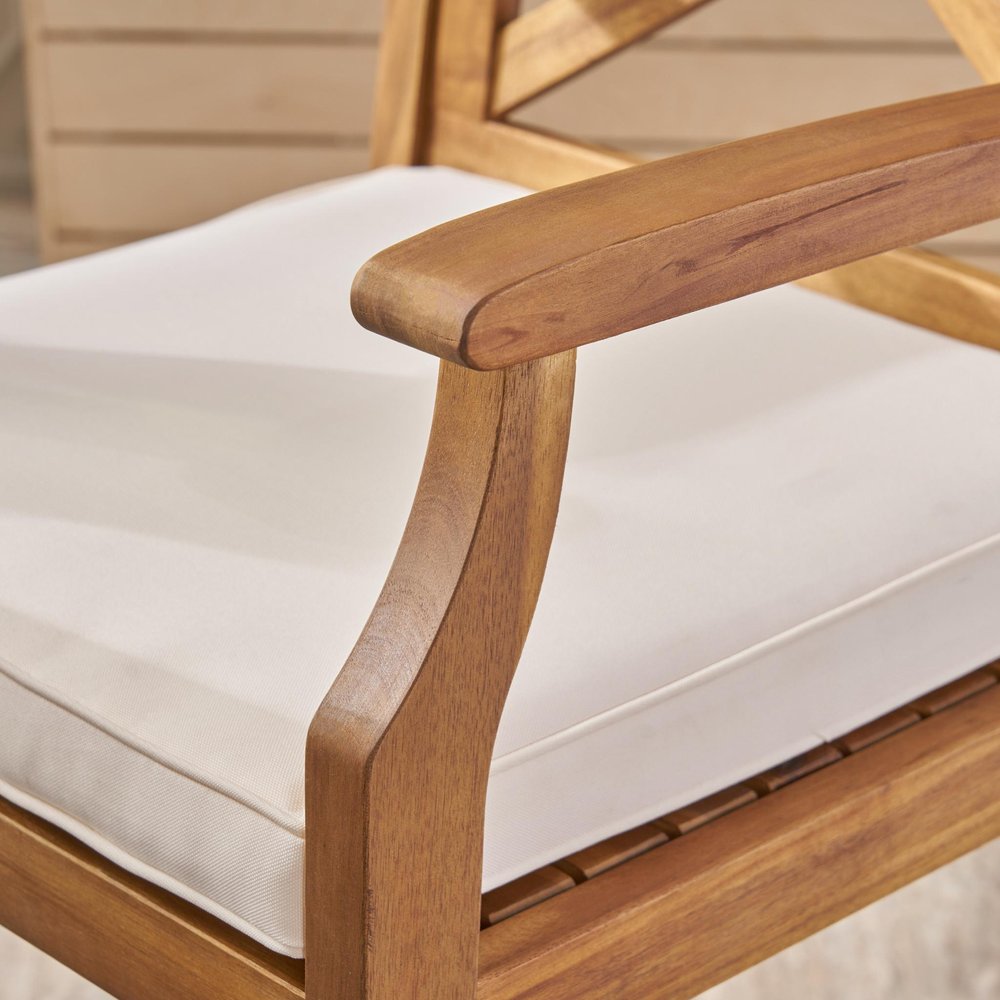 Set of Two 30" Brown Solid Wood Outdoor Bar Height Chairs