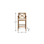 Set of Two 30" Brown Solid Wood Outdoor Bar Height Chairs
