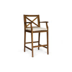 Set of Two 30" Brown Solid Wood Outdoor Bar Height Chairs