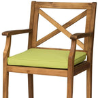 Set of Two 30" Natural and Green Solid Wood Outdoor Bar Height Chairs
