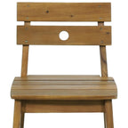 Set of Two 30" Brown Solid Wood Outdoor Bar Height Chairs