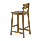 Set of Two 30" Brown Solid Wood Outdoor Bar Height Chairs