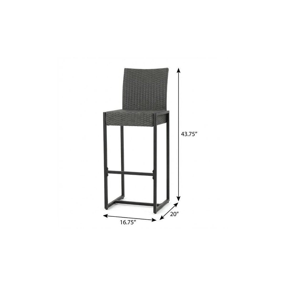 Set of Two 30" Gray Iron Outdoor Bar Height Chairs