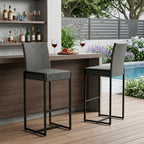 Set of Two 30" Gray Iron Outdoor Bar Height Chairs