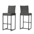 Set of Two 30" Gray Iron Outdoor Bar Height Chairs
