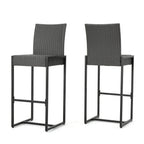 Set of Two 30" Gray Iron Outdoor Bar Height Chairs