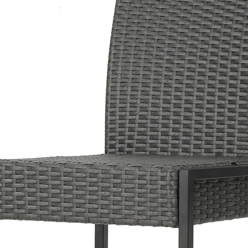 Set of Two 30" Gray Iron Outdoor Bar Height Chairs