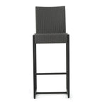 Set of Two 30" Gray Iron Outdoor Bar Height Chairs