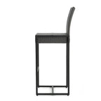 Set of Two 30" Gray Iron Outdoor Bar Height Chairs