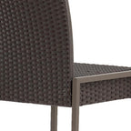 Set of Two 30" Gray and Dark Brown Iron Outdoor Bar Height Chairs