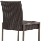 Set of Two 30" Gray and Dark Brown Iron Outdoor Bar Height Chairs