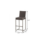 Set of Two 30" Gray and Dark Brown Iron Outdoor Bar Height Chairs