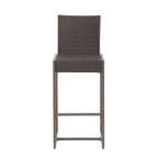 Set of Two 30" Gray and Dark Brown Iron Outdoor Bar Height Chairs