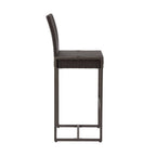 Set of Two 30" Gray and Dark Brown Iron Outdoor Bar Height Chairs