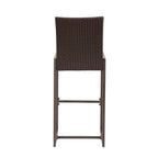 Set of Two 30" Gray and Dark Brown Iron Outdoor Bar Height Chairs