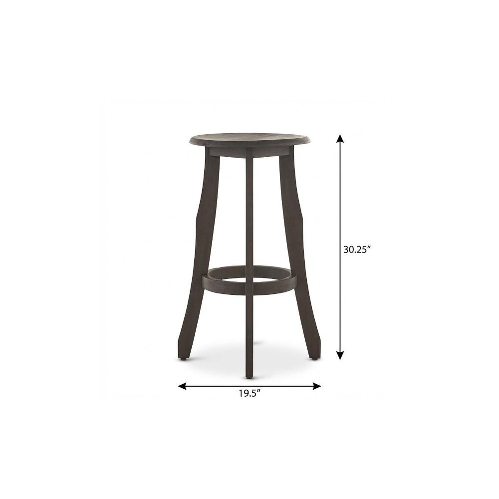 Set of Two 30" Dark Gray Solid Wood Backless Outdoor Bar Height Chairs