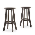 Set of Two 30" Dark Gray Solid Wood Backless Outdoor Bar Height Chairs