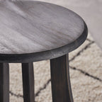 Set of Two 30" Dark Gray Solid Wood Backless Outdoor Bar Height Chairs