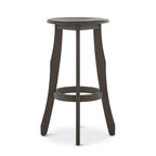 Set of Two 30" Dark Gray Solid Wood Backless Outdoor Bar Height Chairs