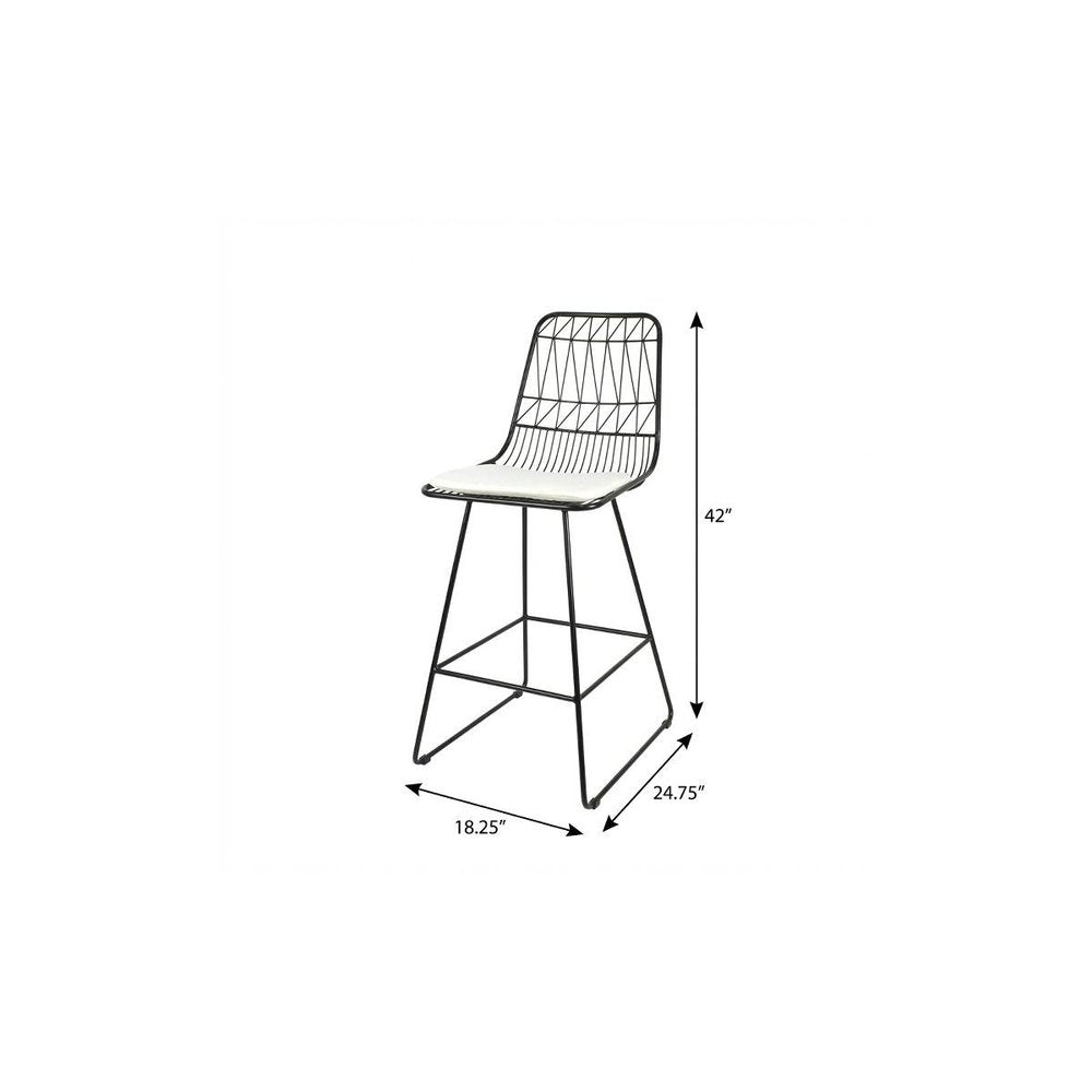 Set of Two 30" Black Iron Outdoor Bar Height Chairs