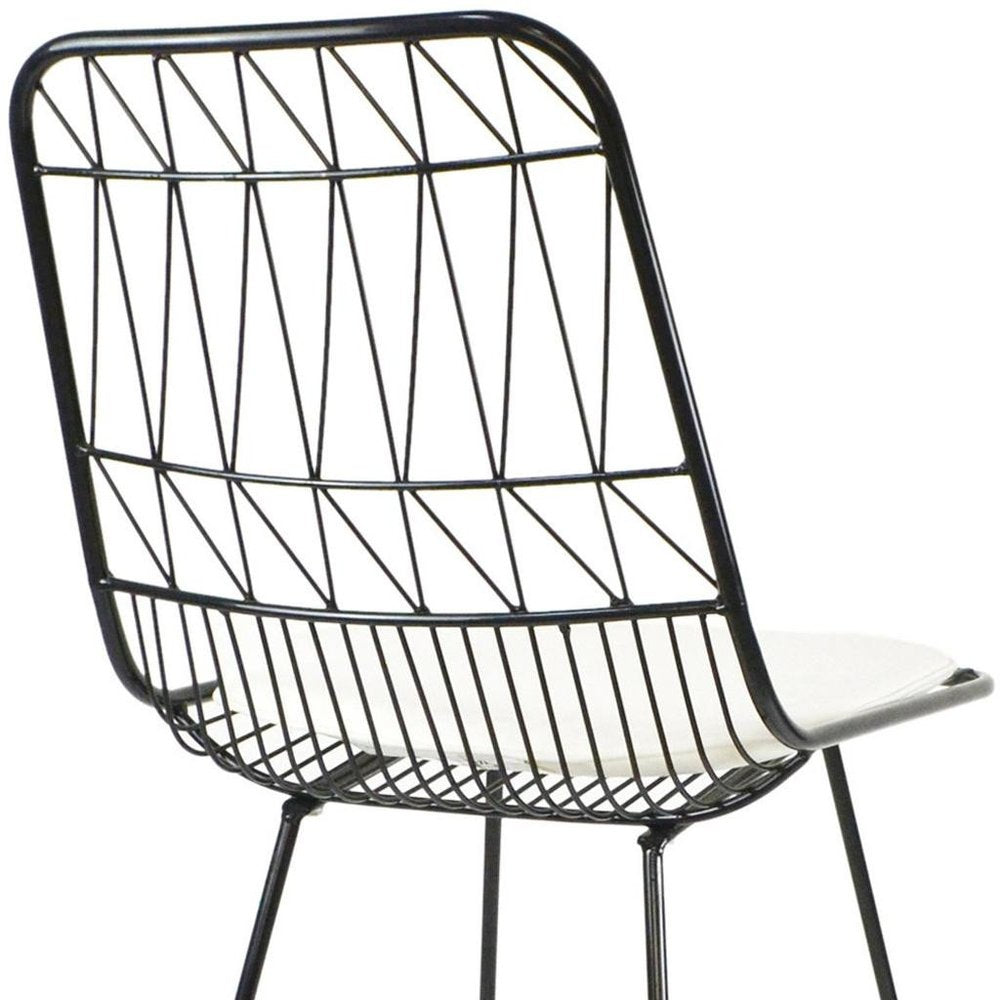 Set of Two 30" Black Iron Outdoor Bar Height Chairs