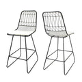 Set of Two 30" Black Iron Outdoor Bar Height Chairs