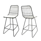 Set of Two 30" Black Iron Outdoor Bar Height Chairs