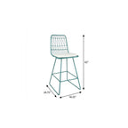 Set of Two 30" Teal Blue Iron Outdoor Bar Height Chairs