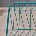 Set of Two 30" Teal Blue Iron Outdoor Bar Height Chairs